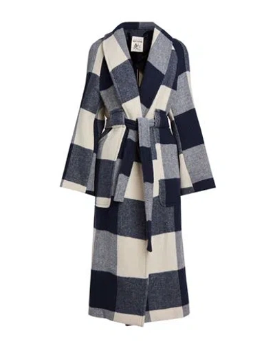 Semicouture Woman Coat Navy Size 6 Wool, Polyamide In Blue