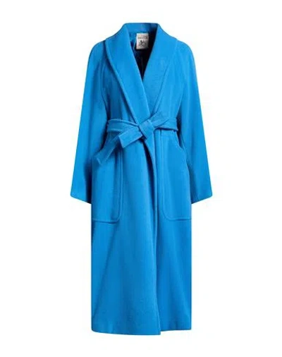 Semicouture Woman Coat Pastel Blue Size 6 Virgin Wool, Polyamide
