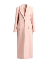 Semicouture Woman Coat Pink Size 6 Virgin Wool, Polyamide, Polyester In Pink