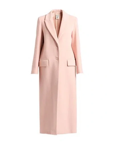 Semicouture Woman Coat Pink Size 6 Virgin Wool, Polyamide, Polyester