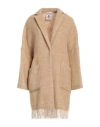 Semicouture Woman Coat Sand Size S Virgin Wool, Alpaca Wool, Polyamide In Beige