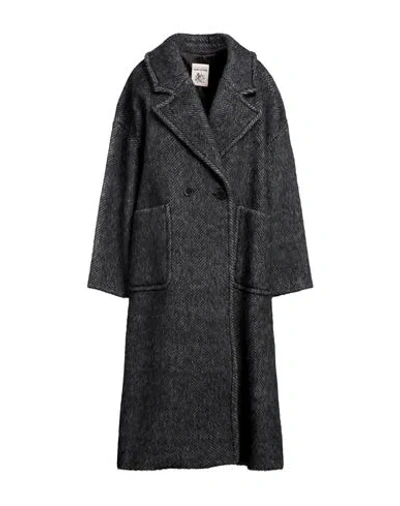 Semicouture Woman Coat Steel Grey Size 10 Virgin Wool, Alpaca Wool, Polyamide, Polyester In Black