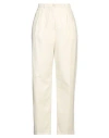 SEMICOUTURE SEMICOUTURE WOMAN PANTS IVORY SIZE 8 COTTON, ELASTANE