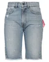 Semicouture Woman Denim Shorts Blue Size 28 Cotton In Blue