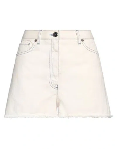 Semicouture Woman Denim Shorts Ivory Size 30 Cotton In White