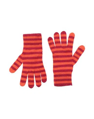Semicouture Woman Gloves Red Size Onesize Polyester, Wool, Viscose, Cashmere