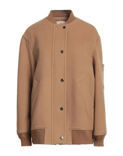 Semicouture Woman Jacket Camel Size 6 Wool, Polyamide, Virgin Wool, Polyester In Beige