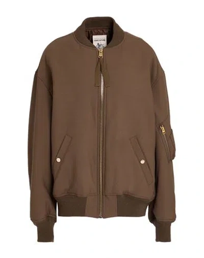 Semicouture Woman Jacket Khaki Size 10 Polyester, Virgin Wool, Elastane In Sand