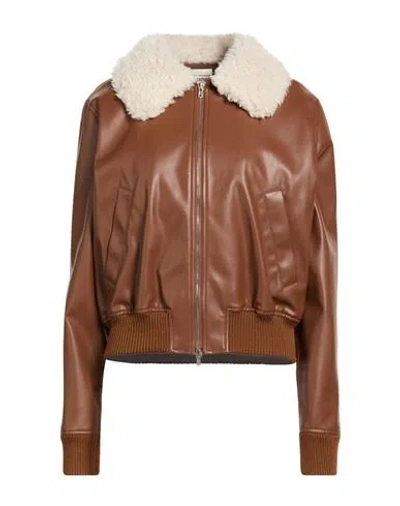 Semicouture Woman Jacket Light Brown Size 6 Polyurethane, Polyester In Beige
