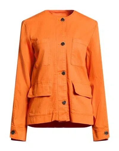 Semicouture Woman Jacket Orange Size 6 Cotton, Elastane