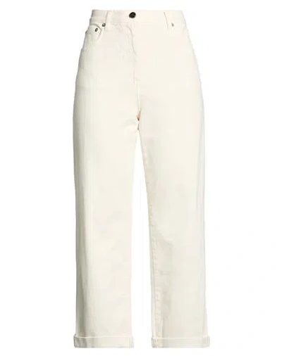 Semicouture Woman Jeans Ivory Size 28 Cotton In White