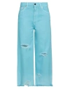 Semicouture Woman Jeans Turquoise Size 26 Cotton In Blue