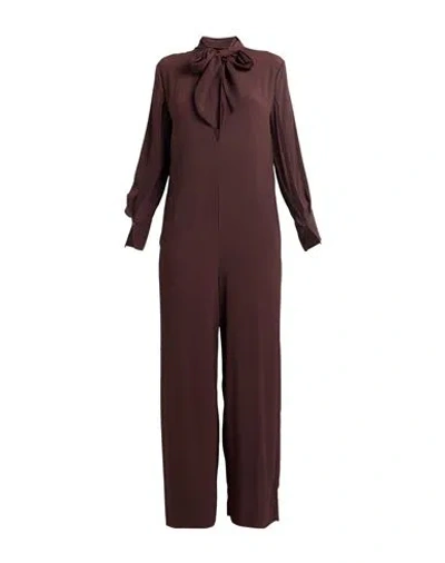 Semicouture Woman Jumpsuit Dark Brown Size 2 Acetate, Silk