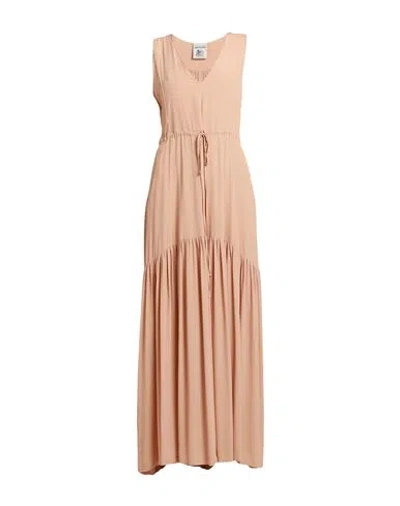 Semicouture Woman Maxi Dress Apricot Size 4 Acetate, Silk In Orange