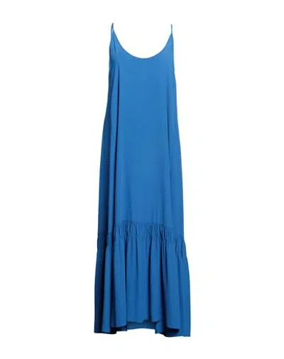 Semicouture Woman Maxi Dress Azure Size 6 Acetate, Silk In Blue