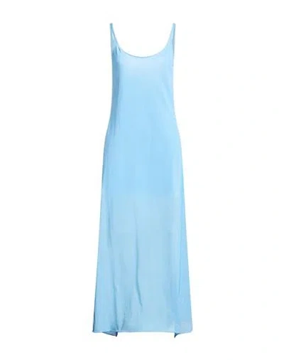 Semicouture Woman Maxi Dress Azure Size M Cotton, Polyamide In Blue