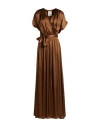 Semicouture Woman Maxi Dress Chocolate Brown Size 6 Acetate, Silk