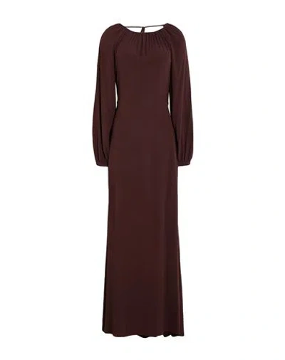 Semicouture Woman Maxi Dress Chocolate Brown Size 8 Acetate, Silk