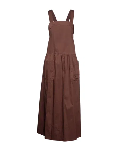 Semicouture Woman Maxi Dress Cocoa Size 4 Cotton, Polyamide, Elastane In Brown