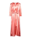 Semicouture Woman Maxi Dress Coral Size 10 Silk, Elastane In Red