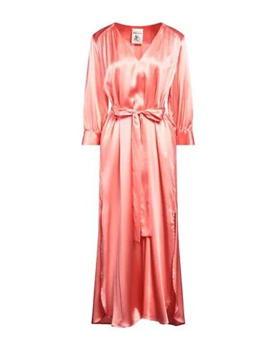 Semicouture Woman Maxi Dress Coral Size 10 Silk, Elastane In Red