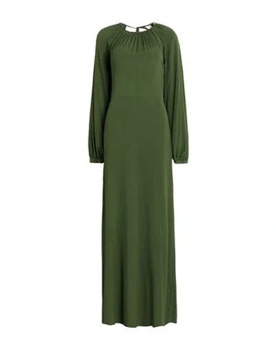 Semicouture Woman Maxi Dress Dark Green Size 8 Acetate, Silk