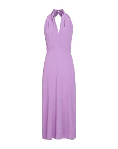 Semicouture Woman Maxi Dress Lilac Size 8 Acetate, Silk In Purple