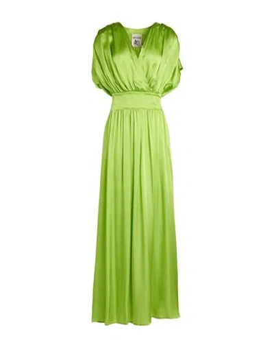 Semicouture Woman Maxi Dress Lime Green Size 6 Acetate, Silk In Green