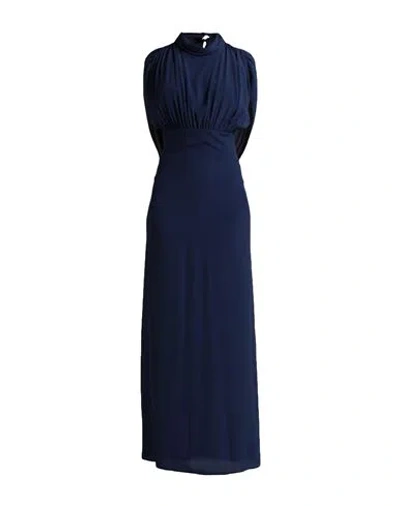 Semicouture Woman Maxi Dress Midnight Blue Size 10 Acetate, Silk In Blue