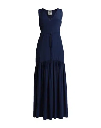 Semicouture Woman Maxi Dress Navy Blue Size 10 Acetate, Silk