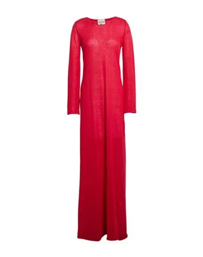 Semicouture Woman Maxi Dress Red Size M Cotton, Polyamide