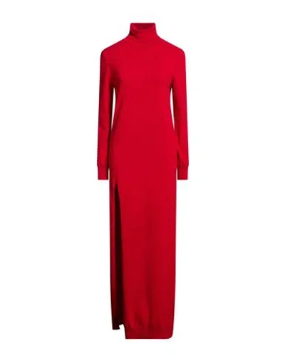 Semicouture Woman Maxi Dress Red Size S Virgin Wool, Cashmere In Brown