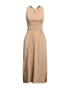 Semicouture Woman Maxi Dress Sand Size 2 Cotton, Polyamide, Elastane In Beige
