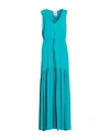 Semicouture Woman Maxi Dress Turquoise Size 6 Acetate, Silk In Blue