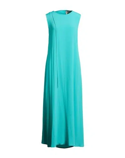 Semicouture Woman Maxi Dress Turquoise Size 6 Acetate, Silk In Blue