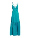 Semicouture Woman Maxi Dress Turquoise Size 6 Cotton, Polyamide, Elastane In Blue