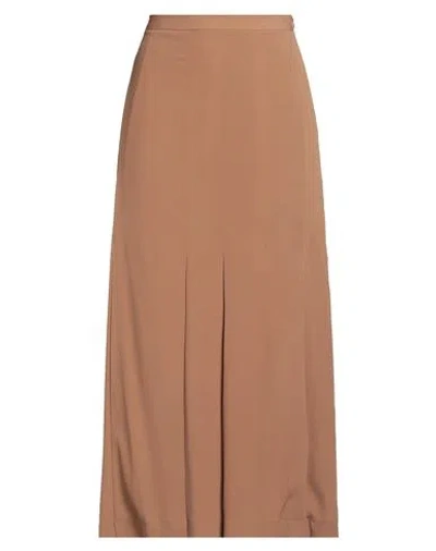 Semicouture Woman Maxi Skirt Camel Size 4 Acetate, Silk In Brown