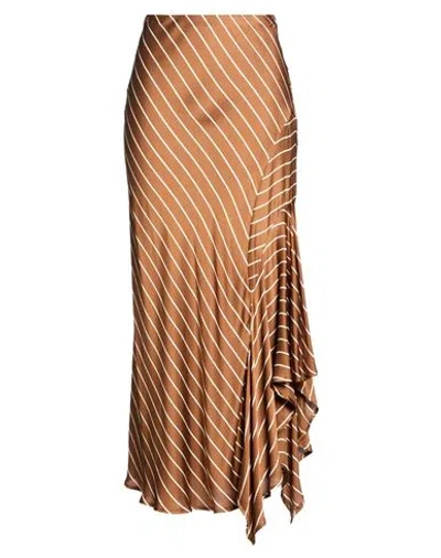 Semicouture Woman Maxi Skirt Khaki Size 8 Viscose In Brown
