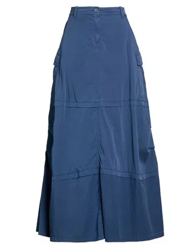 Semicouture Woman Maxi Skirt Navy Size 6 Cotton, Elastane In Blue