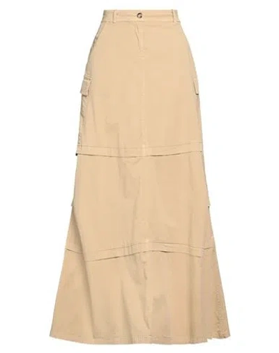 Semicouture Woman Maxi Skirt Sand Size 10 Cotton, Elastane In Neutral