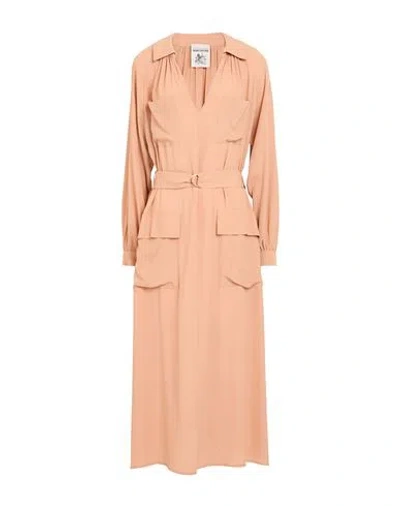 Semicouture Woman Midi Dress Apricot Size 6 Acetate, Silk In Neutral