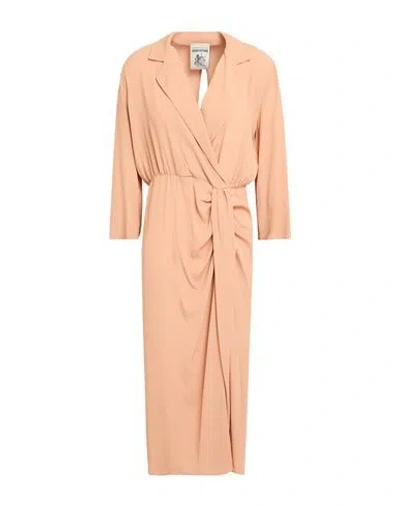 Semicouture Woman Midi Dress Apricot Size 8 Acetate, Silk In Brown