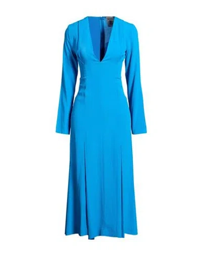 Semicouture Woman Midi Dress Azure Size 10 Acetate, Silk In Blue