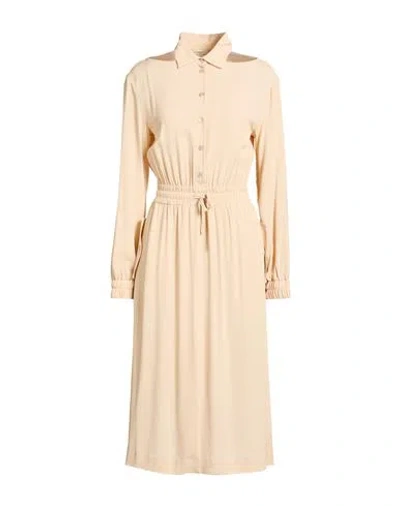 Semicouture Woman Midi Dress Beige Size 10 Acetate, Silk In Brown
