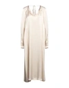 Semicouture Woman Midi Dress Beige Size 10 Acetate, Silk In Neutral