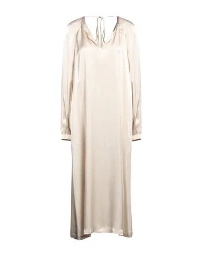 Semicouture Woman Midi Dress Beige Size 10 Acetate, Silk In Sand