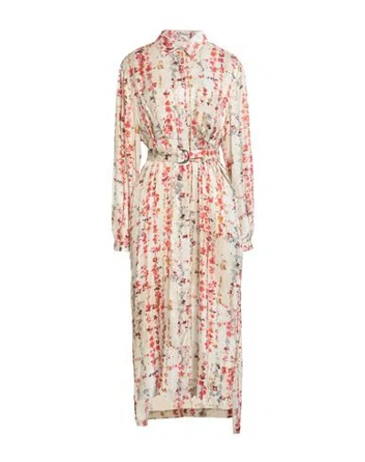 Semicouture Woman Midi Dress Beige Size 6 Viscose In Multi