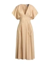 Semicouture Woman Midi Dress Beige Size 8 Cotton, Polyamide, Elastane In Neutral