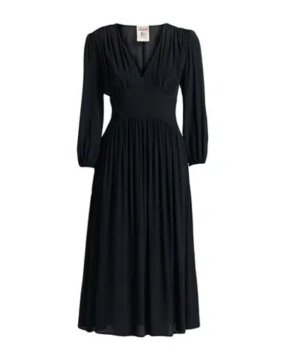 Semicouture Woman Midi Dress Black Size 10 Acetate, Silk