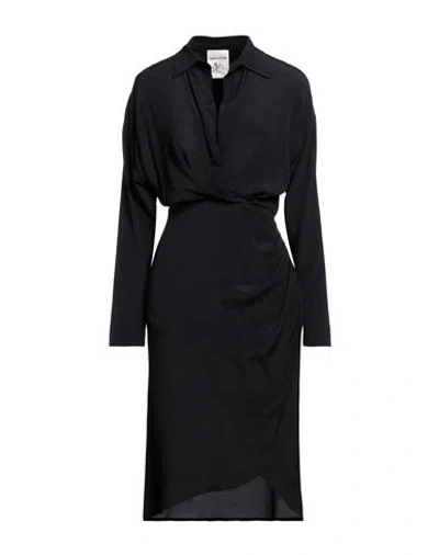 Semicouture Woman Midi Dress Black Size 4 Acetate, Silk
